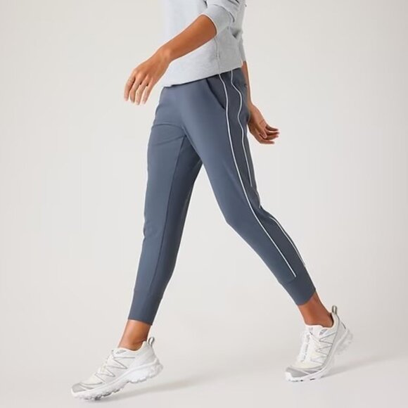 ATHLETA Venice Track Stripe Jogger Pant Size XS Granite Blue w/White NWT #854423 - Picture 1 of 12